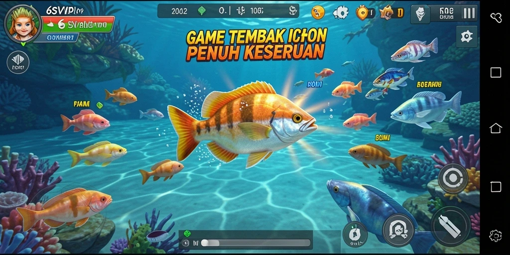 Screenshot gameplay 6SVIP menampilkan aksi menembak ikan yang seru.