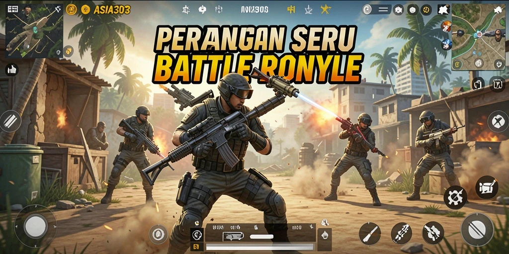 Tampilan dinamis dan seru dari gameplay Battle Royale ASIA303.