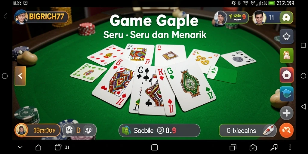 Tampilan menarik dan interaksi seru dalam gameplay Gaple BIGRICH77.