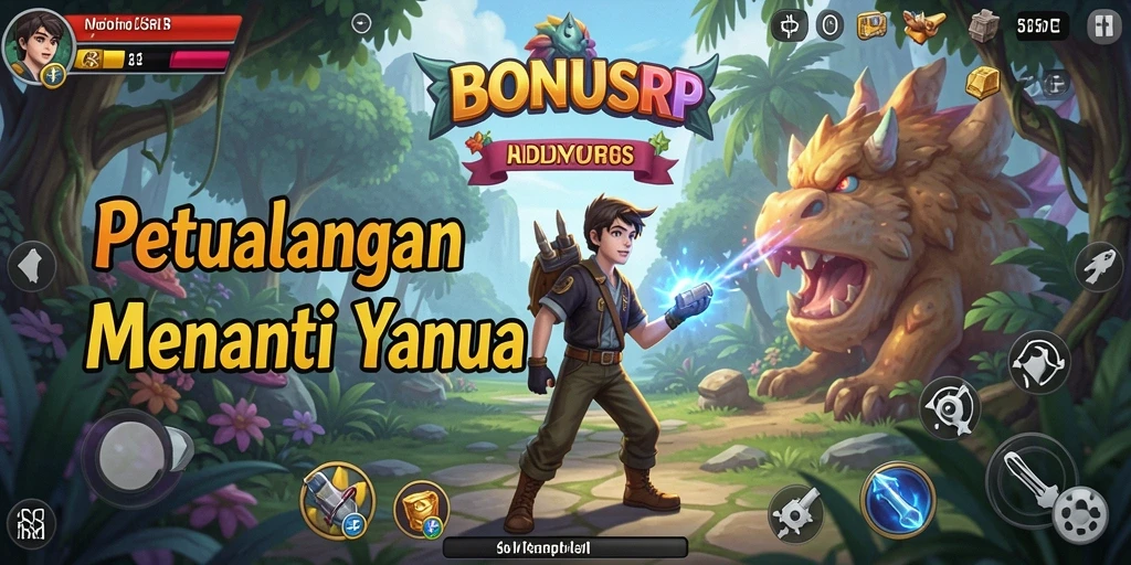 Tangkapan layar menampilkan aksi seru dalam petualangan BONUSRP.