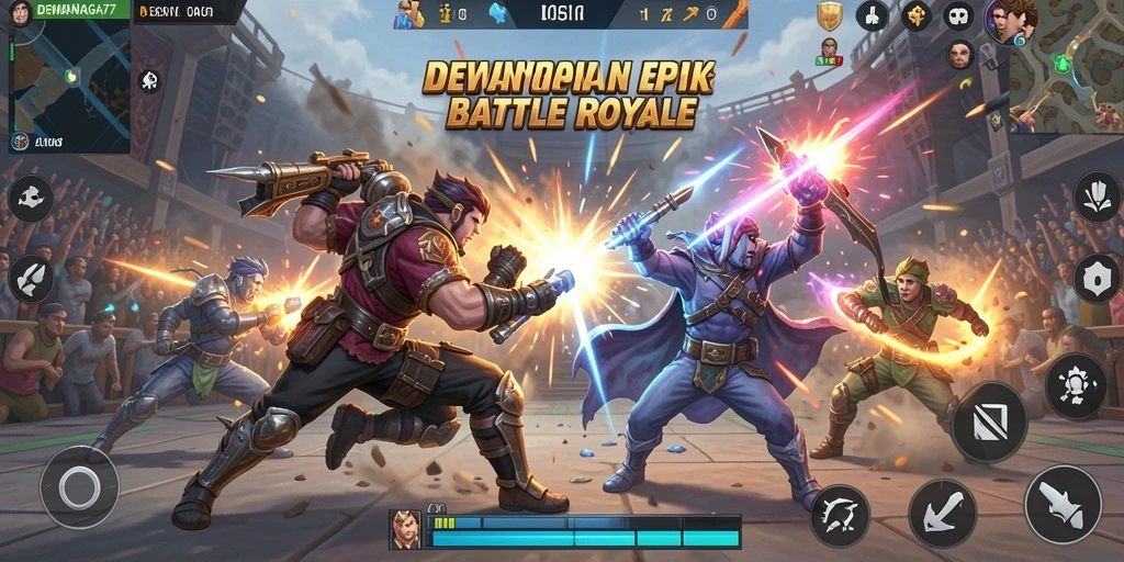 Gameplay seru DEWANAGA77 dalam aksi Battle Royale.