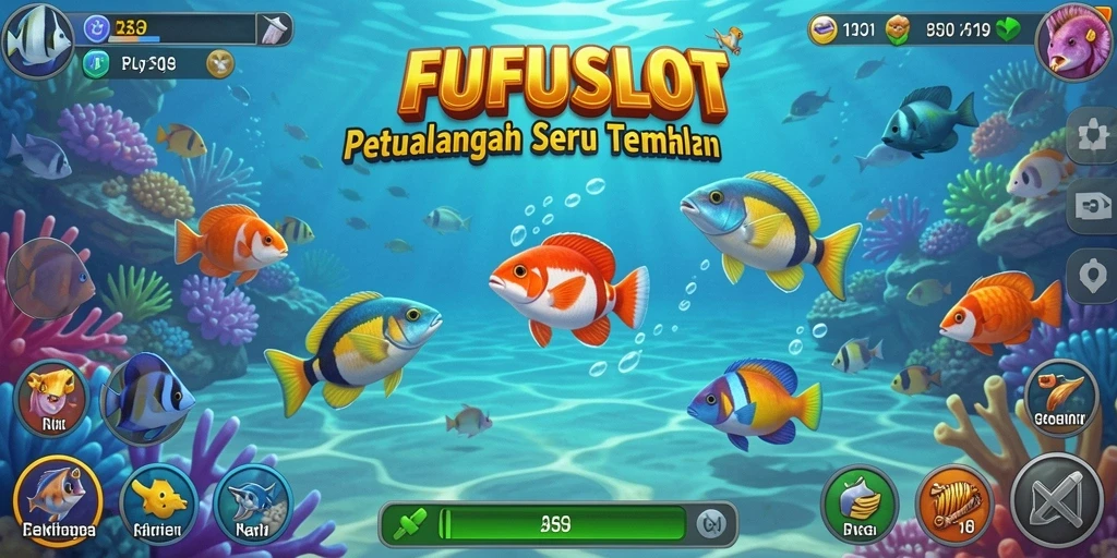 Tampilan gameplay FUFUSLOT yang memukau saat menembak ikan.
