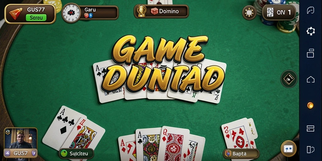 Gameplay GUS77 menampilkan keseruan bermain Domino secara interaktif.
