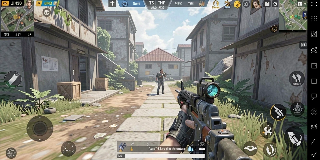 Screenshot JIN33 menunjukkan aksi gameplay TPS yang intens dan mendebarkan.