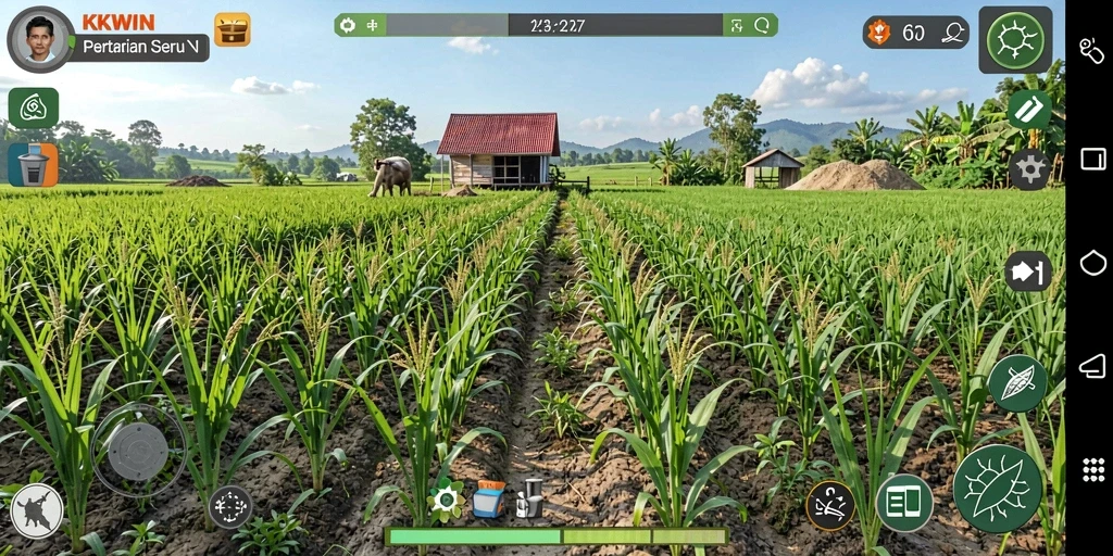 Screenshot KKWIN menampilkan aktivitas bertani yang seru dan interaktif.