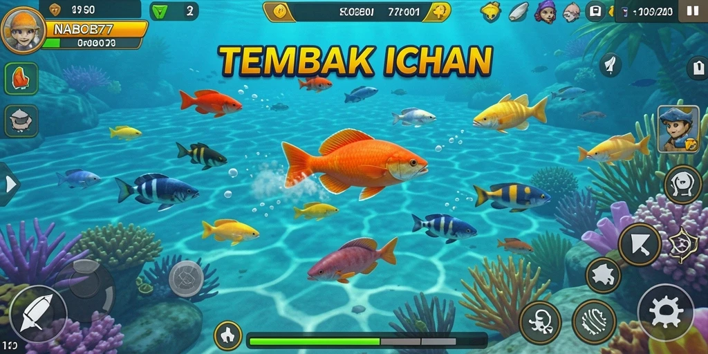 Tampilan gameplay menarik dari NABOB77 saat menangkap ikan.