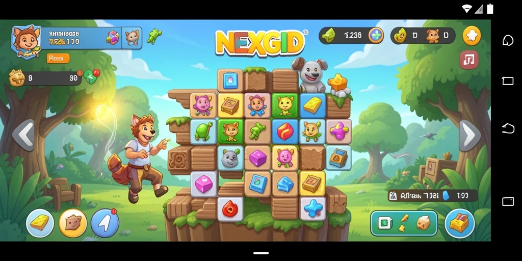 Screenshot gameplay NEXGID menampilkan teka-teki yang menantang dan desain menarik.