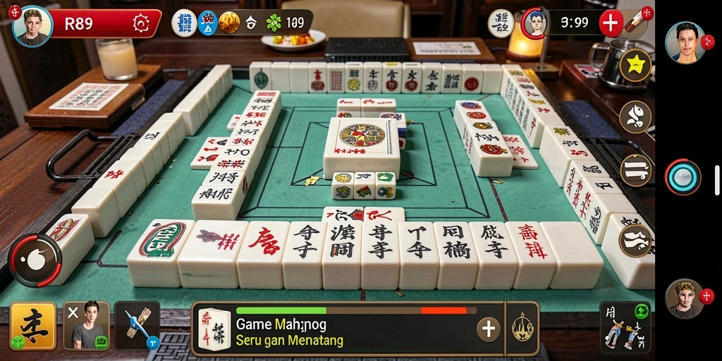 Screenshot Gameplay Mahjong RR89 menunjukkan tantangan seru dan grafis menarik.