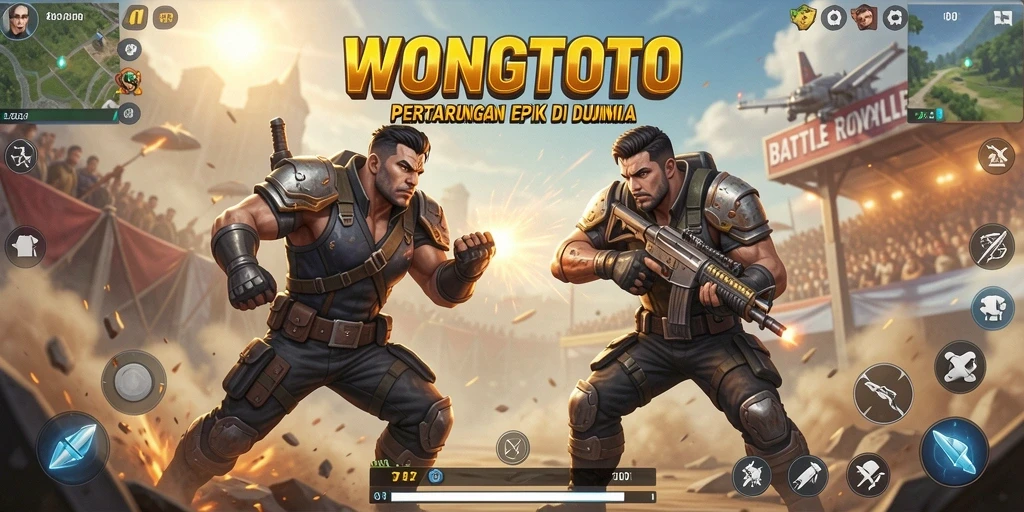 Tangkapan layar menunjukkan aksi intens dalam pertempuran WONGTOTO.