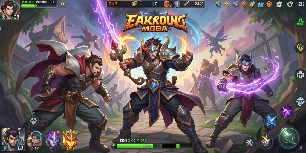 Screenshot gameplay ZK3 menampilkan pertempuran seru antar tim.
